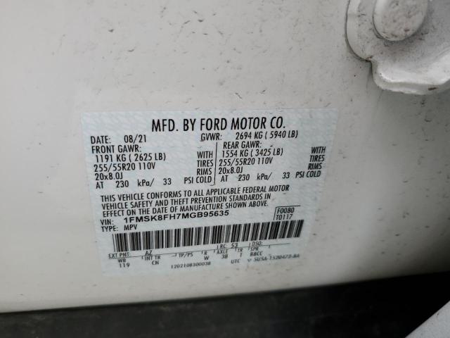 Photo 10 from auction – 2021 FORD EXPLORER L with VIN 1FMSK8FH7MGB95635
