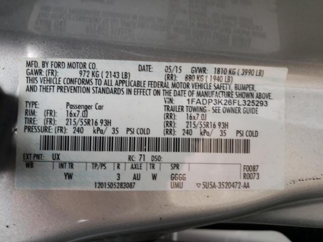 Photo 10 from auction – 2015 FORD FOCUS SE with VIN 1FADP3K26FL325293