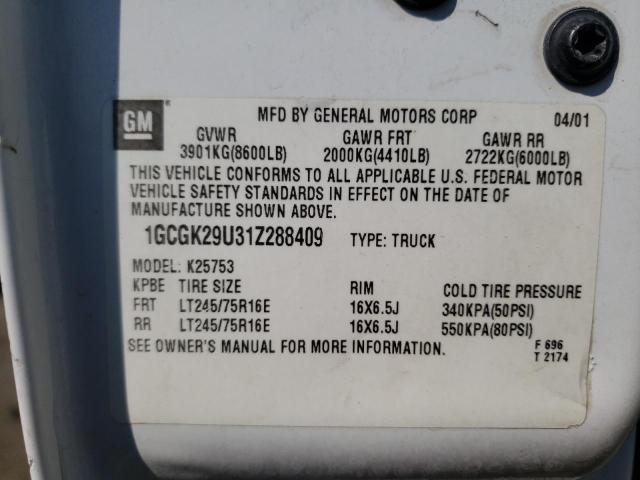 Photo 10 from auction – 2001 CHEVROLET SILVERADO with VIN 1GCGK29U31Z288409