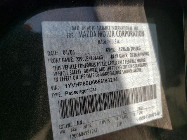 Photo 10 from auction – 2006 MAZDA 6 S with VIN 1YVHP80D665M63234