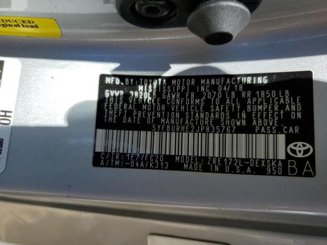 Photo 10 from auction – 2018 TOYOTA COROLLA L with VIN 5YFBURHE2JP835767