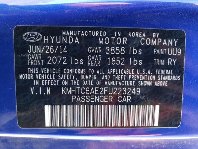 Photo 10 from auction – 2015 HYUNDAI VELOSTER T with VIN KMHTC6AE2FU223249