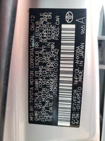 Photo 10 from auction – 2012 TOYOTA PRIUS C with VIN JTDKDTB31C1015742
