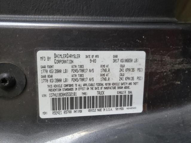 Photo 10 from auction – 2004 DODGE RAM 1500 S with VIN 1D7HU18D84S532181