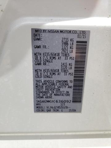 Photo 10 from auction – 2015 NISSAN PATHFINDER with VIN 5N1AR2MM1FC636092