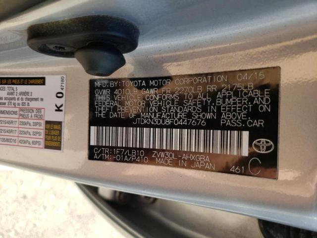 Photo 10 from auction – 2015 TOYOTA PRIUS with VIN JTDKN3DU8F0447676