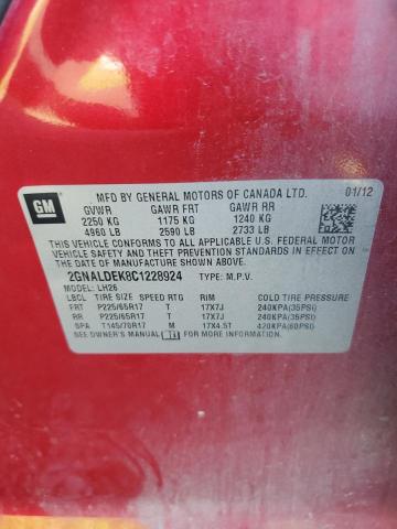 Photo 10 from auction – 2012 CHEVROLET EQUINOX LT with VIN 2GNALDEK8C1228924