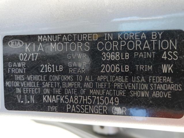 Photo 10 from auction – 2017 KIA FORTE LX with VIN KNAFK5A87H5715049