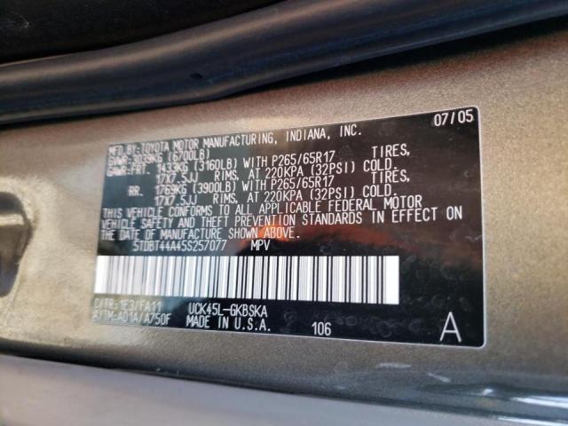 Photo 10 from auction – 2005 TOYOTA SEQUOIA SR with VIN 5TDBT44A45S257077