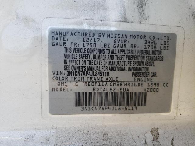 Photo 10 from auction – 2018 NISSAN VERSA S with VIN 3N1CN7AP4JL845119