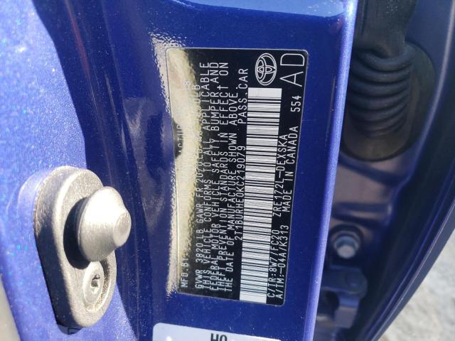 Photo 10 from auction – 2019 TOYOTA COROLLA L with VIN 2T1BURHE0KC219079