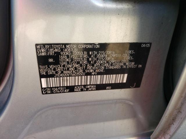 Photo 10 from auction – 2005 TOYOTA RAV4 with VIN JTEHD20V156035502