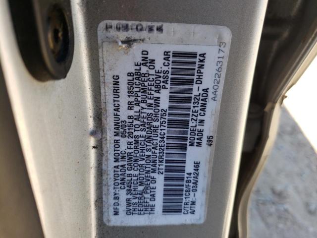 Photo 10 from auction – 2004 TOYOTA COROLLA MA with VIN 2T1KR32E34C175752