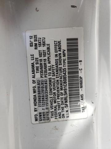 Photo 10 from auction – 2012 HONDA ODYSSEY TO with VIN 5FNRL5H91CB085435
