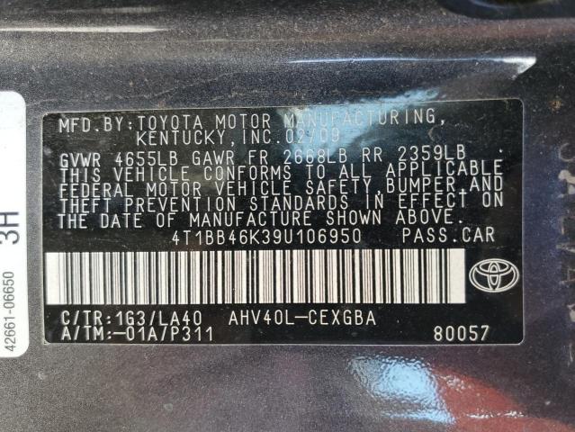 Photo 10 from auction – 2009 TOYOTA CAMRY HYBR with VIN 4T1BB46K39U106950