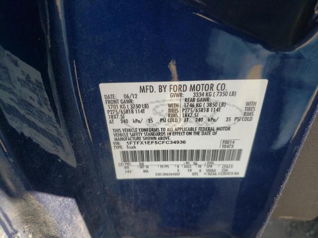 Photo 10 from auction – 2012 FORD F150 SUPER with VIN 1FTFX1EF5CFC34936
