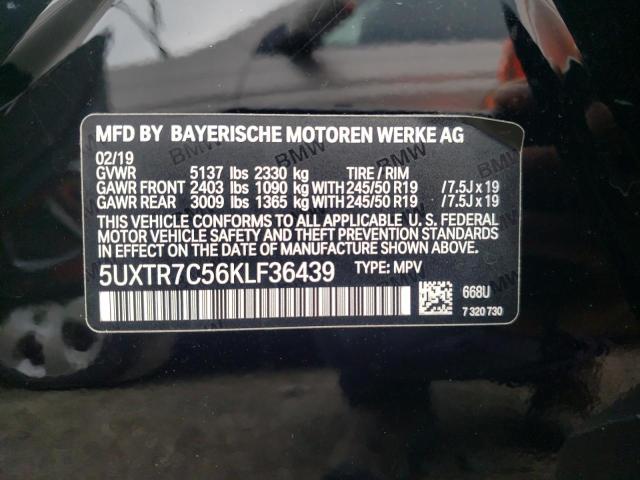 Photo 10 from auction – 2019 BMW X3 SDRIVE3 with VIN 5UXTR7C56KLF36439