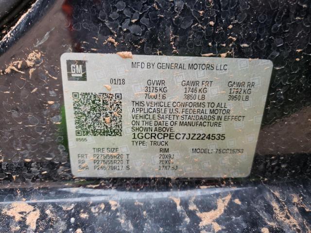 Photo 10 from auction – 2018 CHEVROLET SILVERADO with VIN 1GCRCPEC7JZ224535