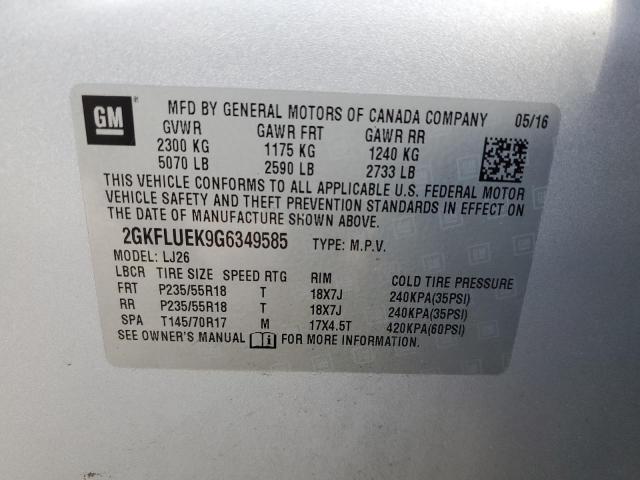 Photo 10 from auction – 2016 GMC TERRAIN SL with VIN 2GKFLUEK9G6349585