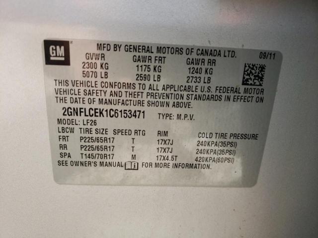 Photo 10 from auction – 2012 CHEVROLET EQUINOX LS with VIN 2GNFLCEK1C6153471