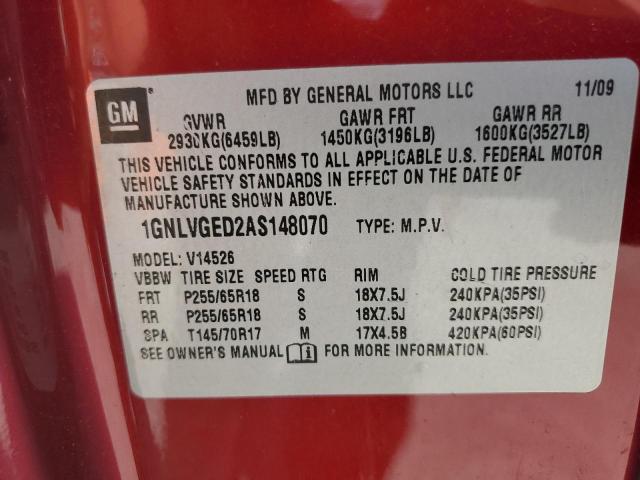 Photo 10 from auction – 2010 CHEVROLET TRAVERSE L with VIN 1GNLVGED2AS148070