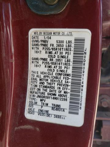 Photo 10 from auction – 2004 NISSAN PATHFINDER with VIN JN8DR09Y14W912286
