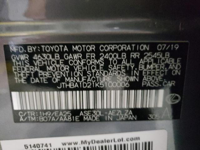 Photo 10 from auction – 2019 LEXUS IS 300 with VIN JTHBA1D21K5100006