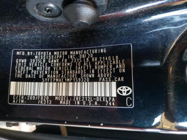 Photo 10 from auction – 2021 TOYOTA COROLLA LE with VIN 5YFEPMAE1MP159320