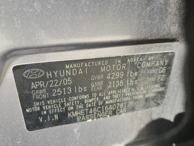 Photo 10 from auction – 2006 HYUNDAI SONATA GL with VIN KMHET46C16A078176