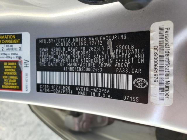Photo 10 from auction – 2013 TOYOTA AVALON HYB with VIN 4T1BD1EB2DU002453