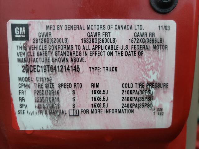 Photo 10 from auction – 2004 CHEVROLET SILVERADO with VIN 2GCEC19T641214145