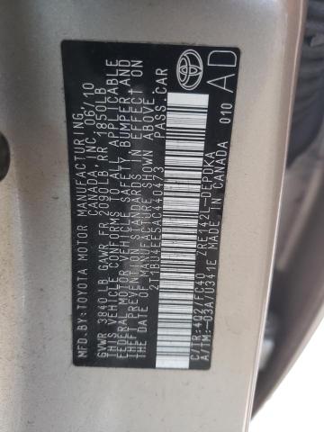 Photo 10 from auction – 2010 TOYOTA COROLLA BA with VIN 2T1BU4EE5AC440473