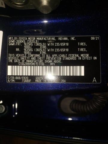 Photo 10 from auction – 2021 TOYOTA HIGHLANDER with VIN 5TDGZRBH5MS151706