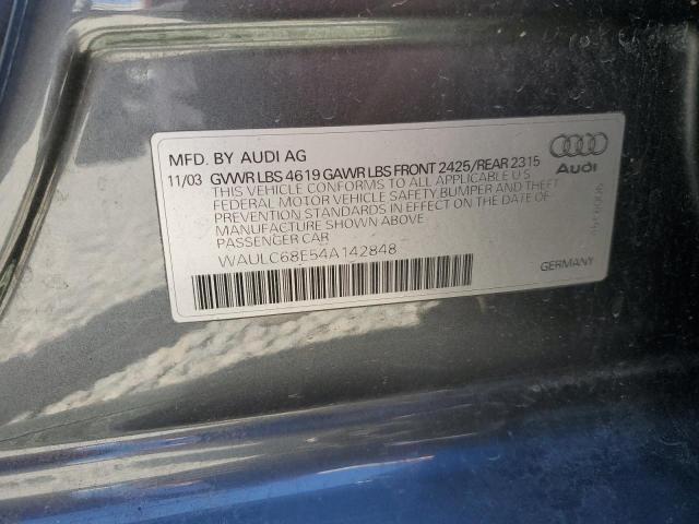Photo 10 from auction – 2004 AUDI A4 1.8T QU with VIN WAULC68E54A142848