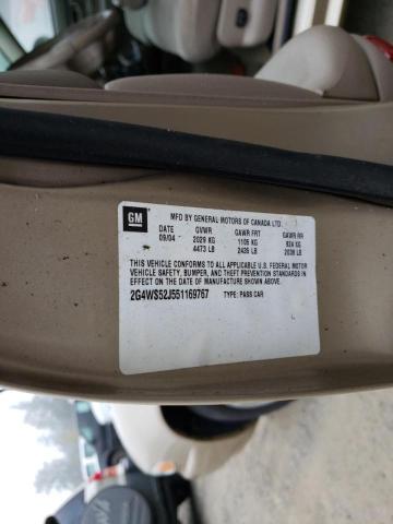 Photo 10 from auction – 2005 BUICK CENTURY CU with VIN 2G4WS52J551169767