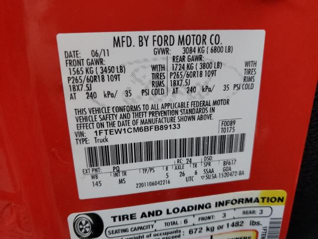 Photo 10 from auction – 2011 FORD F150 SUPER with VIN 1FTEW1CM6BFB89133