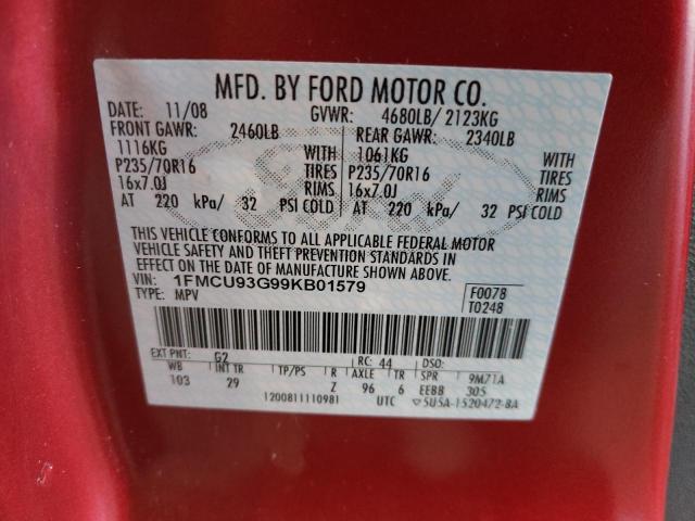 Photo 10 from auction – 2009 FORD ESCAPE XLT with VIN 1FMCU93G99KB01579
