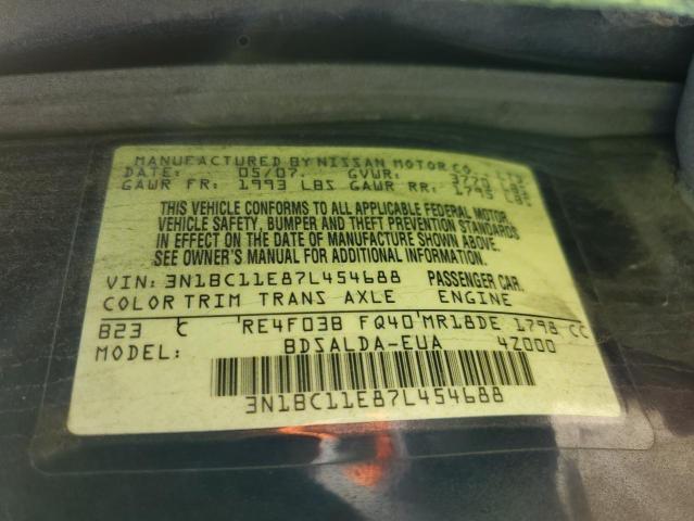 Photo 10 from auction – 2007 NISSAN VERSA S with VIN 3N1BC11E87L454688