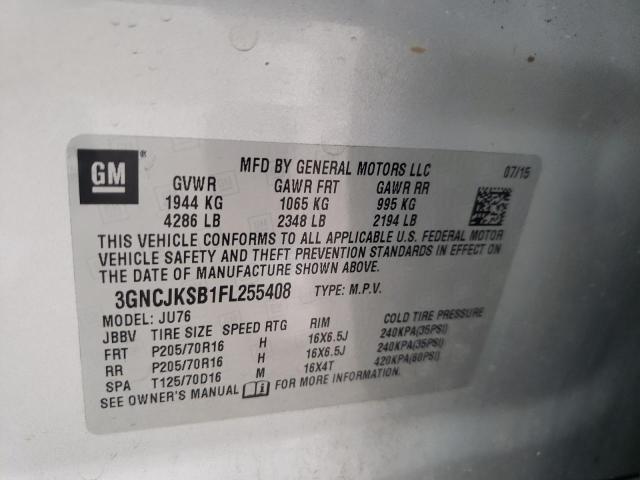 Photo 10 from auction – 2015 CHEVROLET TRAX LS with VIN 3GNCJKSB1FL255408