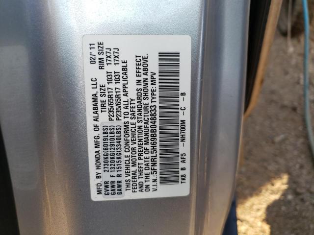 Photo 10 from auction – 2011 HONDA ODYSSEY EX with VIN 5FNRL5H69BB048833