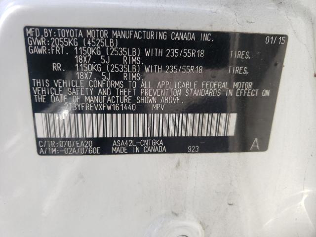 Photo 10 from auction – 2015 TOYOTA RAV4 LIMIT with VIN 2T3YFREVXFW161440
