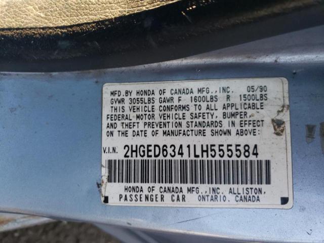 Photo 10 from auction – 1990 HONDA CIVIC with VIN 2HGED6341LH555584