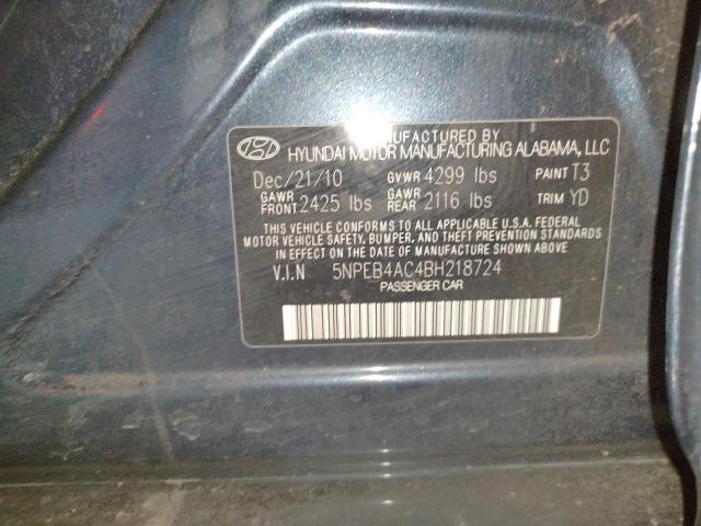 Photo 10 from auction – 2011 HYUNDAI SONATA GLS with VIN 5NPEB4AC4BH218724