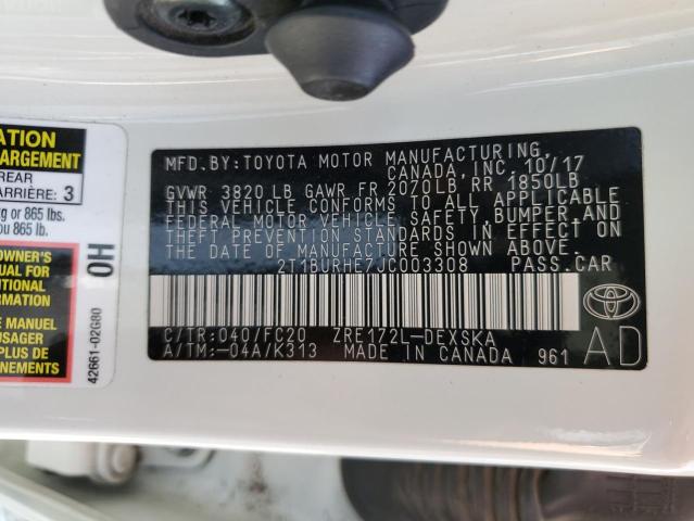Photo 10 from auction – 2018 TOYOTA COROLLA L with VIN 2T1BURHE7JC003308