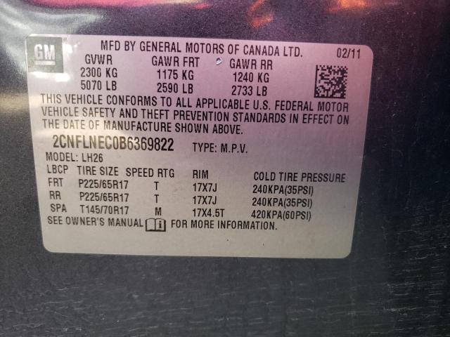 Zdjęcie 10 z aukcji – 2011 CHEVROLET EQUINOX LT z VIN 2CNFLNEC0B6369822