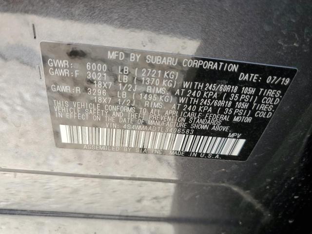 Photo 10 from auction – 2020 SUBARU ASCENT with VIN 4S4WMAAD1L3406583