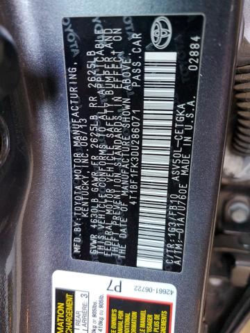 Photo 10 from auction – 2013 TOYOTA CAMRY L with VIN 4T1BF1FK3DU286071