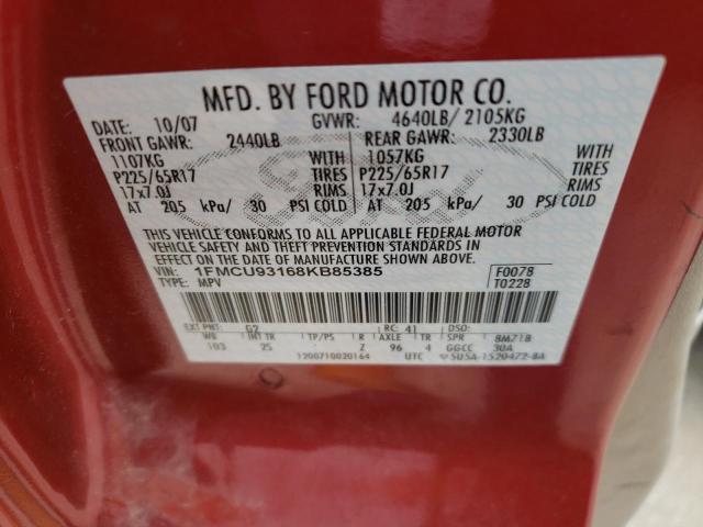 Photo 10 from auction – 2008 FORD ESCAPE XLT with VIN 1FMCU93168KB85385