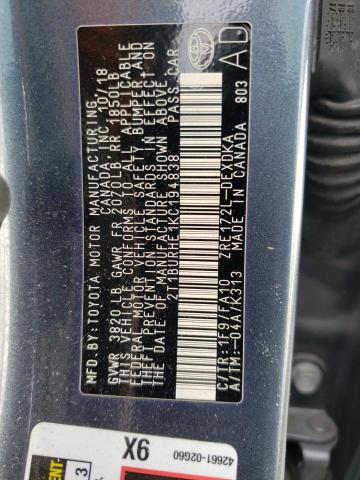 Photo 10 from auction – 2019 TOYOTA COROLLA L with VIN 2T1BURHE1KC194838