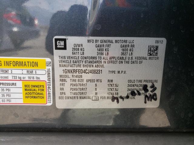 صورة رقم 10 من المزاد - 2012 CHEVROLET TRAVERSE L مع VIN 1GNKRFED4CJ408231